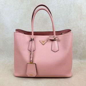 Prada Pink Saffiano Leather Tote Bag Gold Hardware Made in Italy